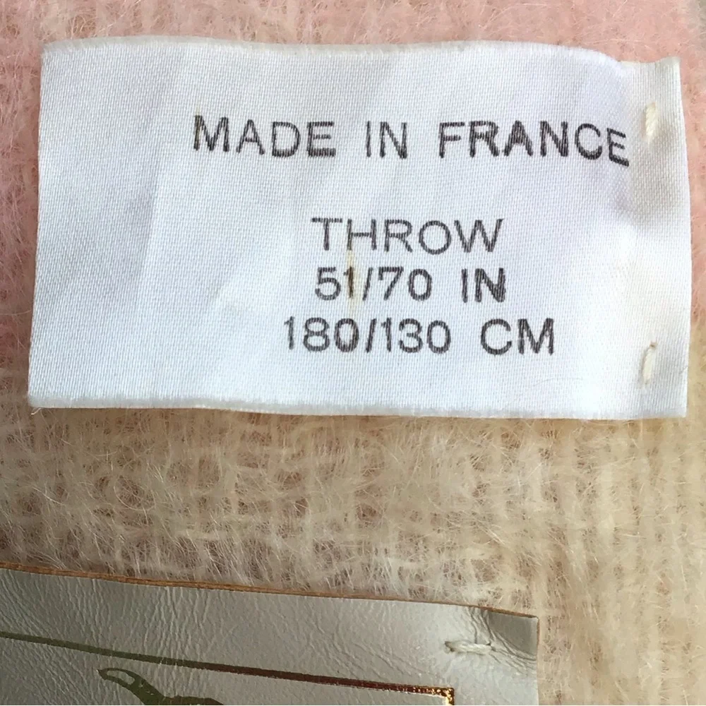 Toison D’or 51” x 70” Mohair Pink Blue Off White Throw Blanket Made In France